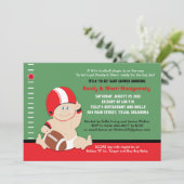 Football Baby (rood/zwart) Baby shower sport Kaart (Staand voorkant)
