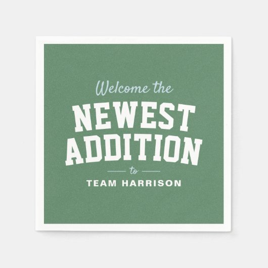 Football baby shower blauw achterklep gepersonalis servet (Voorkant)