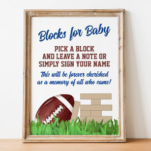 Football Baby shower Block voor Baby Sign Foto Afdruk