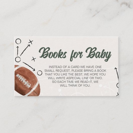 Football Baby shower Boeken voor Baby Informatiekaartje (Voorkant)