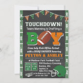 Football Baby shower Chalkboard-uitnodiging Kaart (Voorkant)