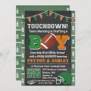Football Baby shower Chalkboard-uitnodiging Kaart