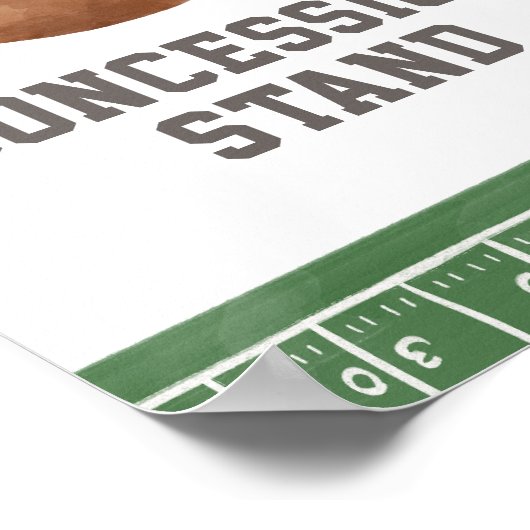 Football Baby shower Concessie Stand Sign Poster (Hoek)