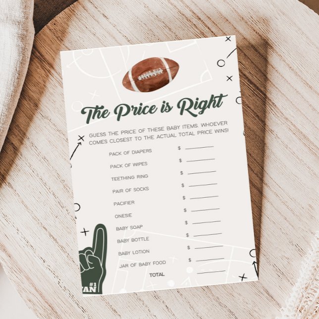 Football Baby shower De prijs is het juiste spel (Football Sports Baby Shower The Price is Right Game)