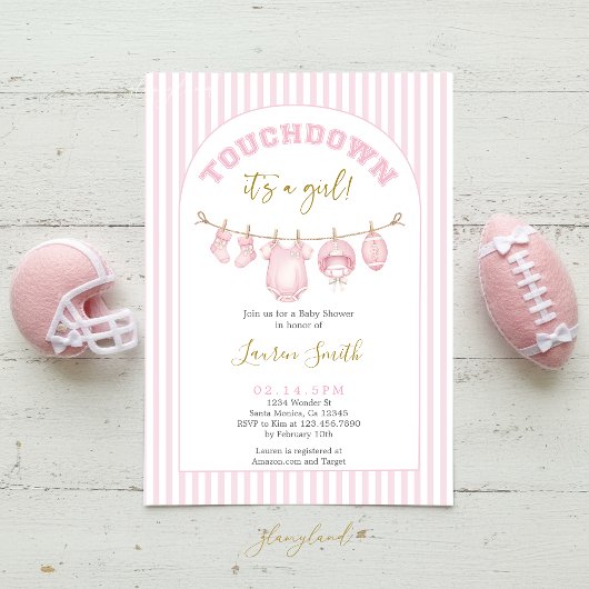 Football Baby Shower Girl Kaart