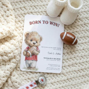 Football Baby Shower Invitation   Born to Win  Kaart