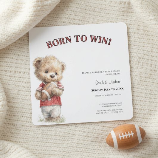 Football Baby Shower Invitation | Born to Win  Save The Date
