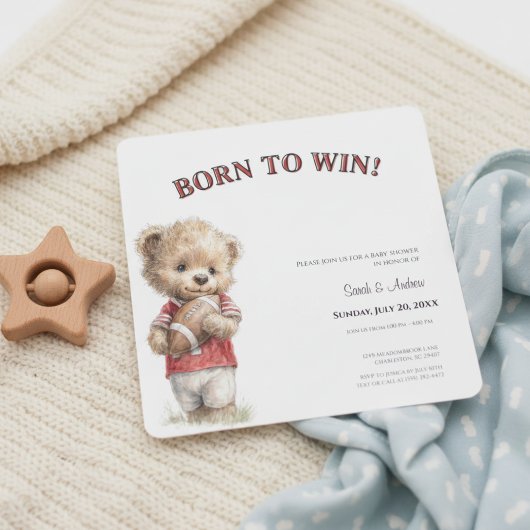 Football Baby Shower Invitation | Born to Win Save The Date