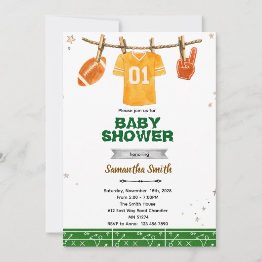 Football baby shower invitation kaart (Voorkant)