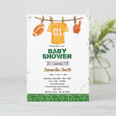 Football baby shower invitation kaart (Staand voorkant)
