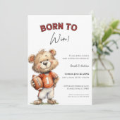 Football Baby Shower Invite Born to Win Theme Kaart (Staand voorkant)