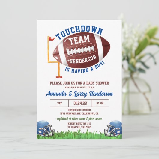 Football Baby shower Kaart (Staand voorkant)