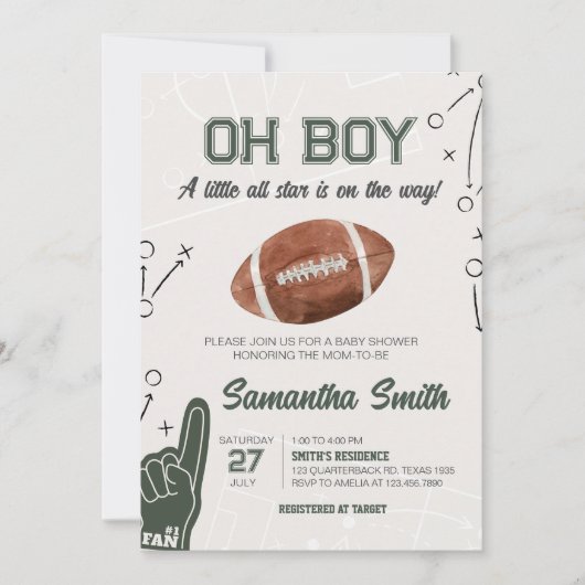 Football Baby shower Kaart (Voorkant)