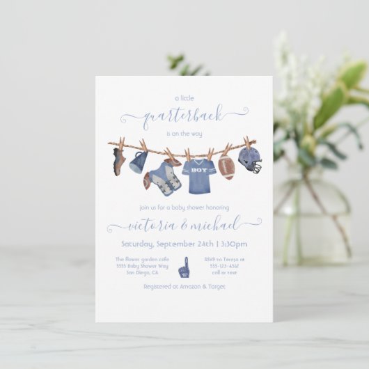 Football Baby shower Kaart (Staand voorkant)