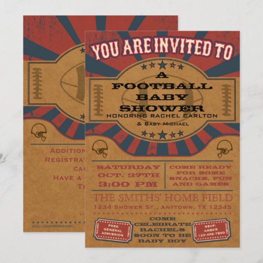  Football Baby shower Kaart (Voorkant / Achterkant)