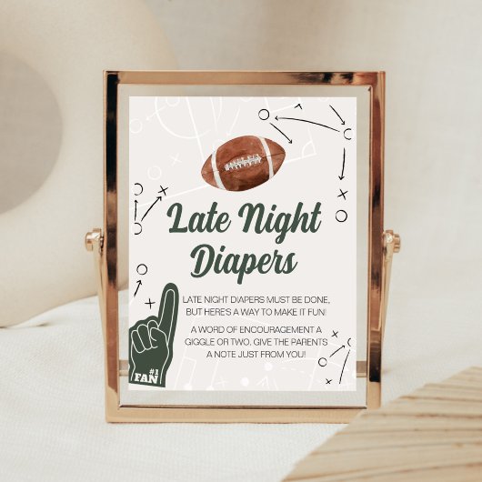 Football Baby shower Late Night Luiers Poster