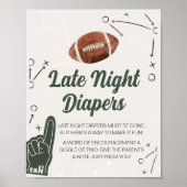 Football Baby shower Late Night Luiers Poster (Voorkant)
