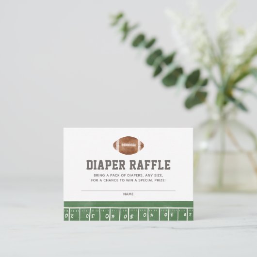 Football Baby shower Luier Raffle Ticket Informatiekaartje (Staand voorkant)