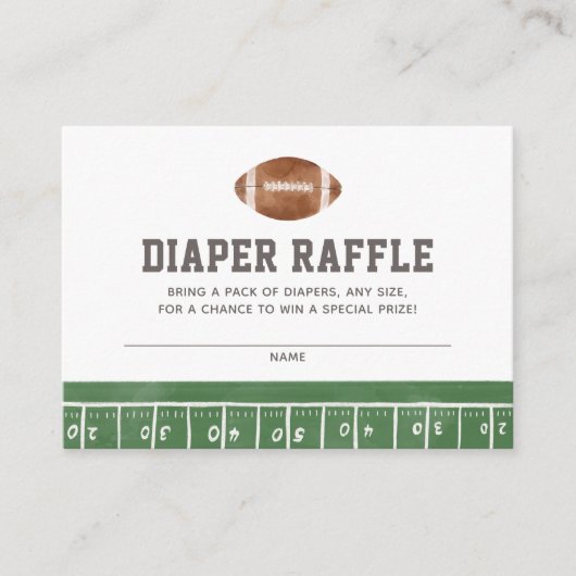 Football Baby shower Luier Raffle Ticket Informatiekaartje (Voorkant)