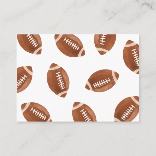 Football Baby shower Luier Raffle Ticket Informatiekaartje (Achterkant)