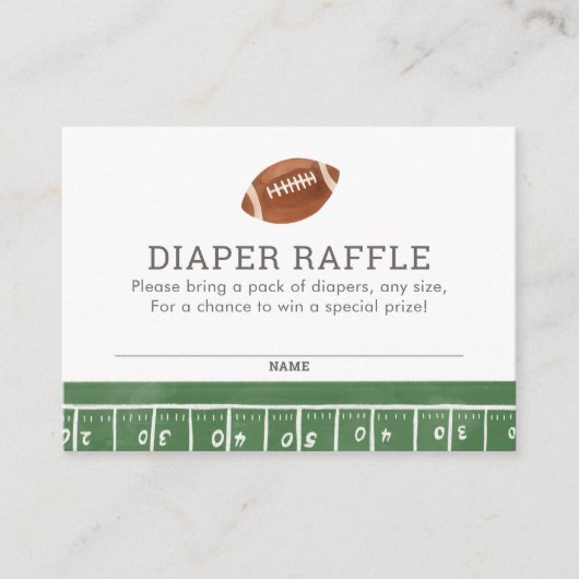 Football Baby shower Luier Raffle Ticket Informatiekaartje (Voorkant)