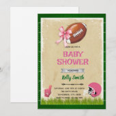 Football baby shower meisje uitnodiging (Voorkant / Achterkant)
