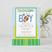 Football Baby shower nodigt uit - Het is een jonge Kaart (Staand voorkant)
