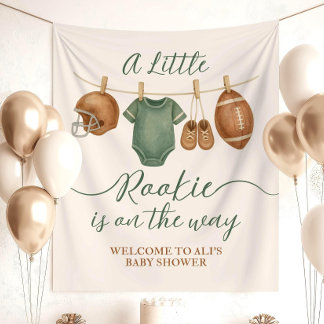 Football Baby Shower Party Backdrop Little Rookie Wandkleed