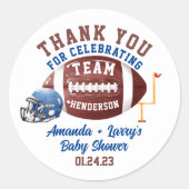Football Baby shower Ronde Sticker (Voorkant)