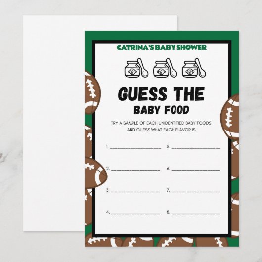 Football Baby shower spel, Voetbal - bewerkbare na Kaart (Voorkant / Achterkant)