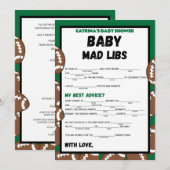 Football Baby shower spel, Voetbal - bewerkbare na Kaart (Voorkant / Achterkant)