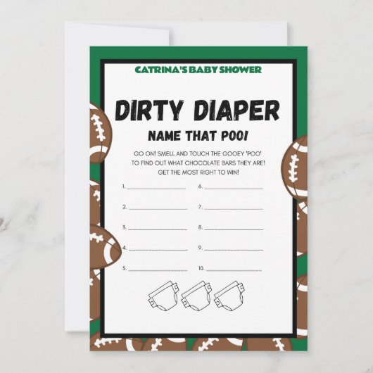 Football Baby shower spel, Voetbal - bewerkbare na Kaart (Voorkant)