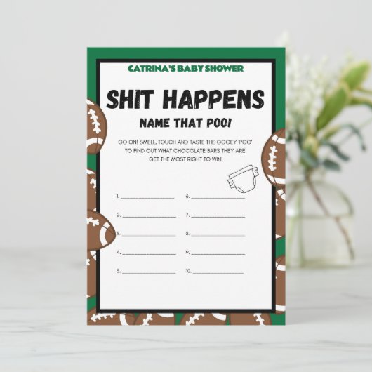 Football Baby shower spel, Voetbal - bewerkbare na Kaart (Staand voorkant)