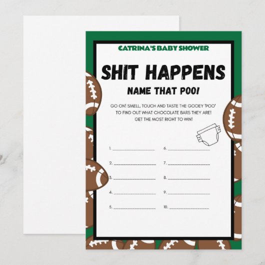 Football Baby shower spel, Voetbal - bewerkbare na Kaart (Voorkant / Achterkant)