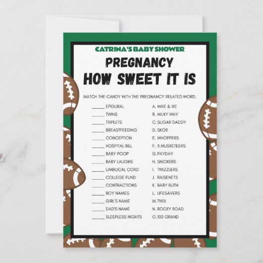 Football Baby shower spel, Voetbal - bewerkbare na Kaart (Voorkant)