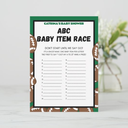 Football Baby shower spel, Voetbal - bewerkbare na Kaart (Staand voorkant)