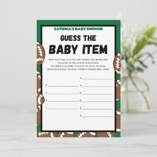 Football Baby shower spel, Voetbal - bewerkbare na Kaart (Staand voorkant)