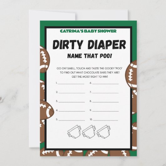 Football Baby shower spel, Voetbal - bewerkbare na Kaart (Voorkant)