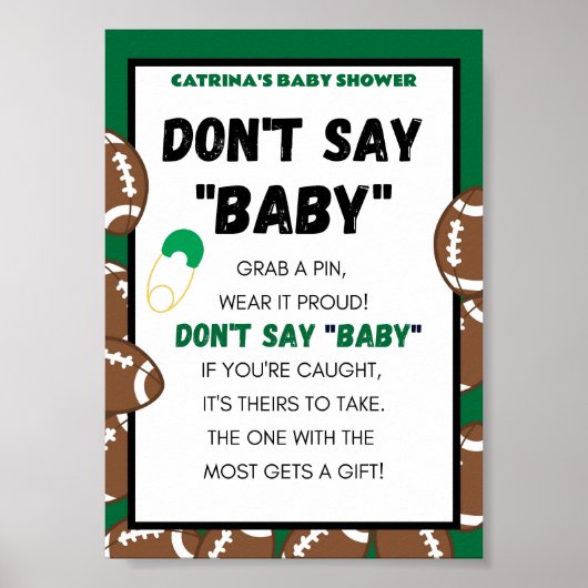 Football Baby shower teken Poster (Voorkant)