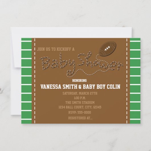 FOOTBALL BABY SHOWER Typografie Party Invitation Kaart (Voorkant)
