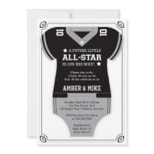 Football Baby shower Uitnodiging, Zwart, Grijs