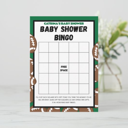 Football Baby shower, Voetbal - bewerkbare naam, 5 Kaart (Staand voorkant)