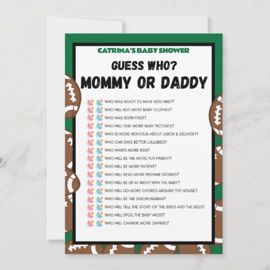 Football Baby shower, Voetbal - bewerkbare naam, 5 Kaart (Voorkant)