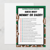 Football Baby shower, Voetbal - bewerkbare naam, 5 Kaart (Voorkant / Achterkant)