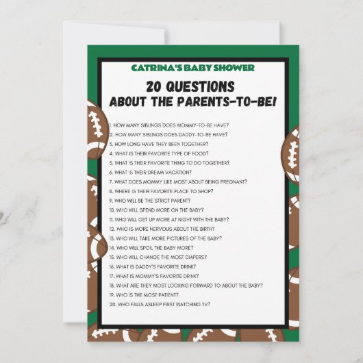 Football Baby shower, Voetbal - bewerkbare naam, 5 Kaart (Voorkant)