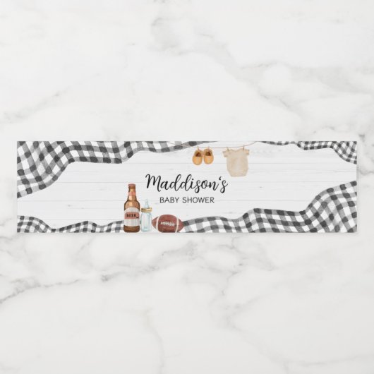 Football Baby Shower Waterfles Etiket (Enkel label)