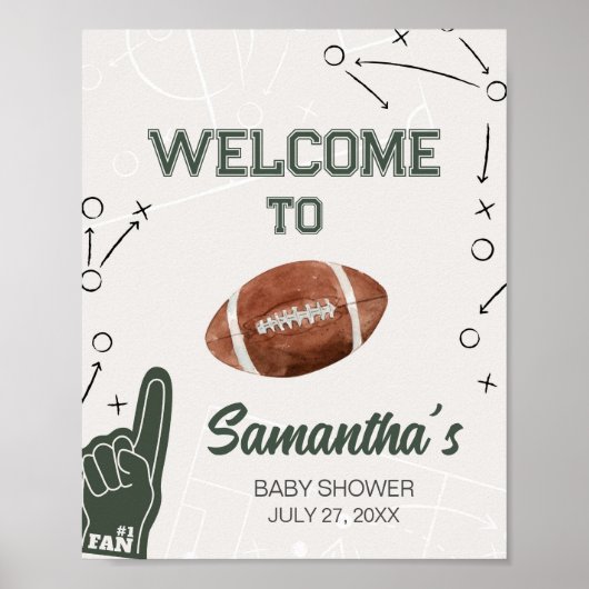 Football Baby shower Welkom Poster (Voorkant)