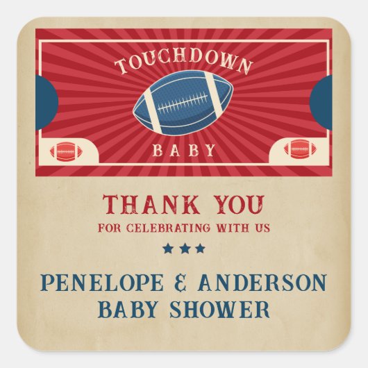  Football Baby shower Welkomstbord Vierkante Sticker (Voorkant)