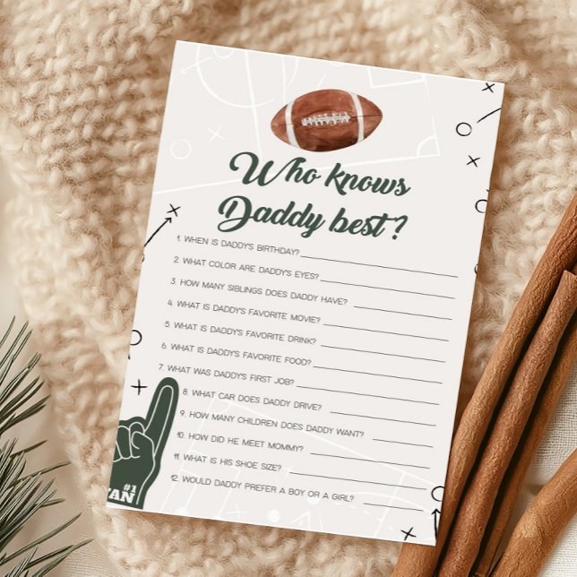 Football Baby shower Wie kent Daddy Best Game (Football Sports Baby Shower Who knows Daddy Best Game)