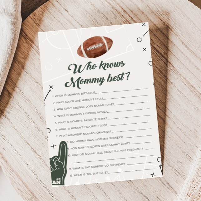 Football Baby shower Wie kent Mama Beste Spel (Football Sports Baby Shower Who knows Mommy Best Game)